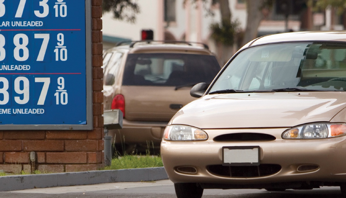 car at gas station